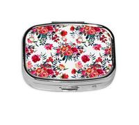 Bouquets floraux chics et lumineux, rouge marine, pilulier méta à 2 compartiments, organiseur portable