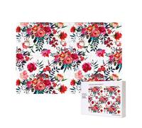Bouquets Floraux Chics et Lumineux Rouge Marine,Puzzle Familial en Bois de 300 pièces pour Adultes et Adolescents, décoration d'intérieur