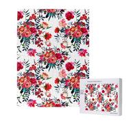 Bouquets Floraux Chics et Lumineux Rouge Marine,Puzzle Familial en Bois de 500 pièces pour Adultes et Adolescents