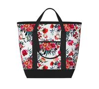 Bouquets floraux chics et lumineux rouge marine,Sacs à lunch isothermes de grande capacité pour femmes et hommes
