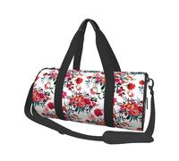 Bouquets Floraux Lumineux Chic Rouge Marine, Sac de Voyage de Grande capacité, Sac à Main Rond, Sac de Voyage de Sport, fourre-Tout, Sac de Fitness