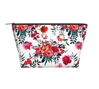 Bouquets Floraux Lumineux Chic Rouge Marine, Trousse de Toilette Trousse de Maquillage Sac à cosmétiques Trousse de Toilette de Voyage Portable