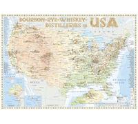 Bourbon-Rye-Whiskey Distilleries In Usa - Tasting Map 34x24cm