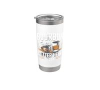 Bourbon Tastes Better Backyard Bourbon Cigar Humour Gobelet isotherme en acier inoxydable double paroi