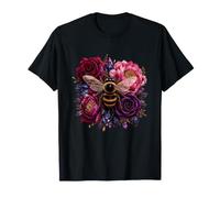 Bourdon avec Roses foncées pivoines Florales T-Shirt