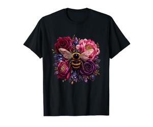 Bourdon avec Roses foncées pivoines Florales T-Shirt
