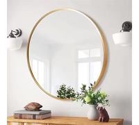 BOURGH , Valerie Grand Miroir Mural Rond avec Cadre Doré 90x90cm