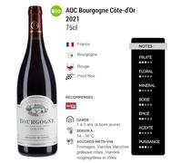 Bourgogne Côte-d'Or - Rouge 2021 - Domaine Humbert Frères - Vin Rouge de Bourgogne (6x75cl) BIO