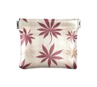 Bourgogne Marijuana Buffalo Plaid Daisy Egg Easter Petit porte-monnaie en cuir avec fermoir pratique pour femme, Oeuf de Pâques en forme de marguerite Bordeaux, decoration