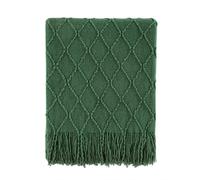 BOURINA Jeté de canapé texturé et doux en tricot - Vert foncé - 152 x 203 cm