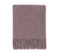 BOURINA Jeté de canapé texturé uni doux en tricot, couverture décorative, lavande, 127 x 152 cm