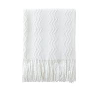BOURINA Jeté de canapé texturé uni doux et décoratif, blanc, 152 x 203 cm