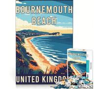 Bournemouth Beach Puzzles 1000 pièces | Améliorer la mémoire des interactions parent-enfant pour les anniversaires et Noël 52x38cm