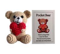 Bourse de crochet, ours mignonne en peluche tricotée - Animal en peluche de poche avec un jouet à la main pour garçons et filles garantissant l'unicité à chaque courtepointe, présentant des dét