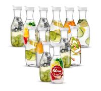 Bourse de fete 50 oz. Carafe en plastique avec couvercles - Clear 12 Count White Flip Tab Tab Couvercle Premium Quality & High Duty Plastique Pic