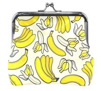 Bourse de monnaie mignonne jaune banane ludique pour femme boucle de baiser en cuir petit sac, jaune banane ludique, classique, jaune banane ludique, classique, Jaune banane ludique, Classique