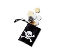 P'TIT Clown - 44100 - Bourse de Pirate avec 12 Pièces Dorées et Argentées - Porte-Monnaire - Accessoire de Déguisement - pour Carnaval, Anniversaire, Halloweeen, Fêtes à Thèmes, Manga, Nouvel an