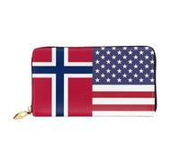 Bourse Pochette Drapeau De L'Amitié Entre L'Amérique Et La Norvège Cuir Portefeuille Mignonne Porte-Monnaie Vintage Coin Purse Wallet pour Amoureux, Ami, Fille