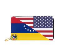Bourse Pochette Drapeau De L'Amitié Entre Les États-Unis Et Le Venezuela Femme Pouch Bourse Imprimé Porte-Feuille en Cuire Souple Cuir Portefeuille pour Fille, Mère, Ami