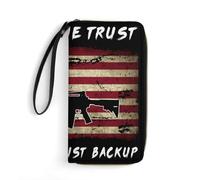 Bourse Pochette en Dieu Nous Avons Confiance, Mes Armes Ne sont Que des Armes De Secours Porte-Feuille en Cuire Fermeture Éclair Coin Purse Wallet Mignonne Fille Pochette