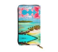 Bourse Pochette Impression De Paysages des Caraïbes Coin Purse Wallet Vintage Fille Pochette Longue Porte Monnaie Femme pour Mère, La Fille, Prof