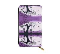 Bourse Pochette Impression Gothique Effrayante Violette Et Noire Cuir Portefeuille Longue Porte-Feuille en Cuire Original Retro Porte Monnaie Femme pour Femme, Homme, Amoureux