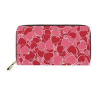Bourse Pochette Imprimé Coeur Rose Fille Pochette Vintage Porte Monnaie Femme Longue Coin Purse Wallet pour Femme, Prof, Homme