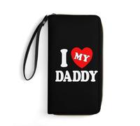 Bourse Pochette J'aime Mon Papa Porte-Feuille en Cuire Imprimé Cuir Portefeuille Original Retro Porte Monnaie Femme pour Prof, Femme, Homme