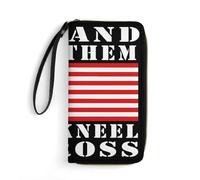 Bourse Pochette Je Me Lève pour Le Drapeau, Je M'Agenouille pour La Croix 4 Porte Monnaie Femme Imprimé Femme Pouch Bourse Mignonne Coin Purse Wallet pour Amoureux, Prof, Homme