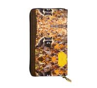 Bourse Pochette Raton Laveur sur des Feuilles Qui Tombent Coin Purse Wallet Imprimé Porte Monnaie Femme avec Compartiment À Monnaie Femme Pouch Bourse pour Femme, Homme, Mère