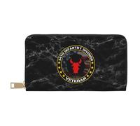 Bourse Pochette Vétéran De La 34E Division D'Infanterie Femme Pouch Bourse Vintage Cuir Portefeuille Fermeture Éclair Porte Monnaie Femme pour Homme, Prof, Fille