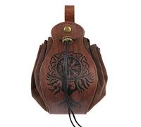 Bourse Vintage en Cuir avec Boussole Viking - Sac de Ceinture, Porte-Monnaie Médiéval, Sac à Clés Rétro pour Tir à l'Arc, LARP - Accessoires pour Homme et Femme