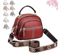 Bousalutend Crossbody Bag, Classic Multifunctional Compartments Adjustable Wide Shoulder Strap Leather Crossbody - Fashion Bag (Red)