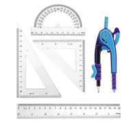 Boussole 1 Par Partie, 1 Morceau De Crayon Et 4 Morceaux De Dirigeants En Plastique, Outils De Dessin, Lignes D'Outils De Mesure, Matériel Scolaire, Élèves.