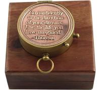 Boussole à cadran solaire en laiton de style antique Go Confidently in tha Direction of Your Dreams Royal Collectible avec couvercle en cuivre Boussole de poche Marine à collectionner et cadeau pour