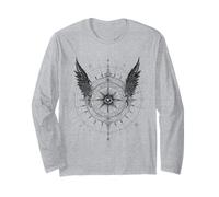 Boussole Ailée Œil Mystique Occultisme Sombre Manche Longue