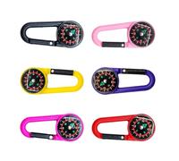 Boussole avec Mousqueton 6 Pièces Petit Porte-clés ABS Accessoire pour Sacs À D'extérieur Camping Randonnée avec Crochet