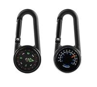 Boussole avec mousqueton et thermomètre, mousqueton multifonction métal pour camping, randonnée, voyage, boussole 3 en 1