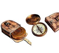 Boussole avec poème Robert Frost de 6,3 cm avec étui de Transport en Cuir Fait à la Main, Cadeau de décoration d'intérieur Vintage Rustique
