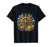 Boussole Aventure Nautique Pirate trésor doré T-Shirt