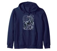 Boussole Celtique rétro Fenrir - Loup Nordique Viking Vegvisir Sweat à Capuche