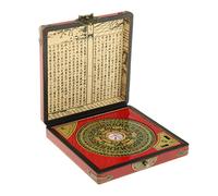 Boussole chinoise Feng Shui vintage avec étui en cuir et bois motif dragon et phénix