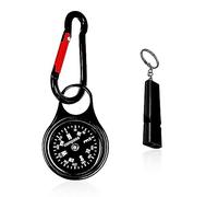 Boussole d'alpinisme avec sifflet de survie - Mini boussole avec porte-clés pour voyage, escalade, randonnée, chasse, voile (Noir)