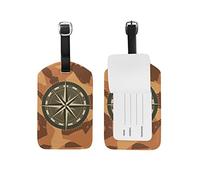 Boussole De L'Armée Etiquettes à Bagages de Valises Voyage en Cuir Etiquette Nom Adresse ID Tags Drôle pour Les Garçons Filles(3PACK)