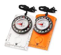 Boussole de Navigation avec Déclinaison Réglable - Transparente et Orange - Pour Lecture de Carte, Randonnée, Course d’Orientation, Survie - Outil d’Expédition Fiable