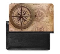 Boussole de protection pour passeport et carte nautique avec blocage RFID - Porte-carte d'identité - Portefeuille de voyage sécurisé pour tickets de passeport, cartes de crédit, style, taille unique,