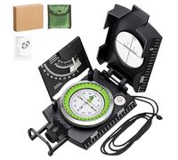 Boussole de randonnée, boussole de poche professionnelle avec clinomètre et sac de transport, boussole de marche militaire multifonctionnelle, boussole de relèvement avec design fluorescent pour le