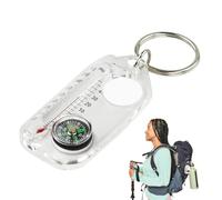 Boussole de survie de poche : porte-clés avec thermomètre, outil de boussole guide, mini appareil multifonction | Accessoire pratique pour randonnée, camping, randonnée, sac à dos,