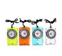 Boussole en acrylique pour randonnée et camping - Outil de navigation portable de 10,5 cm avec plusieurs échelles de mesure, marquages transparents et cordon (bleu)