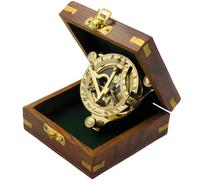 Boussole en laiton avec cadran solaire - style nautique vintage - 7,6 cm